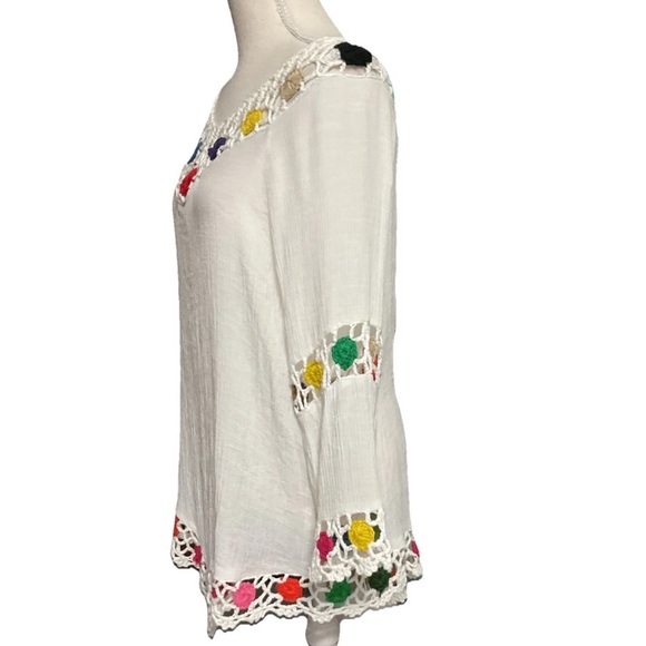 Ana & Rose White Multicolor Crochet Trim Women's Tunic size XL - Picture 2 of 4
